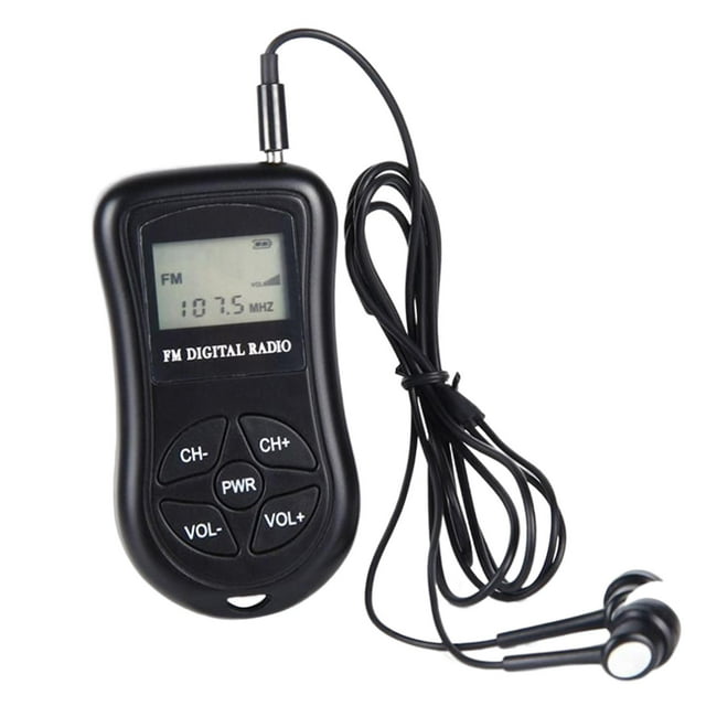 Mini broadcast FM portátil, sintonización de pantalla digital , con pilas, control de , receptor de conferencias con auriculares para