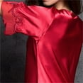 thumbnail image 5 of Koadzawe Women's Satin Nightgown V-Neck Sleepwear Short Sleeve Sleep Dress with Elegant Embroidery Lace Trim Soft Silk Feel Loungewear Comfortable Nightshirt Red 3XL, 5 of 6