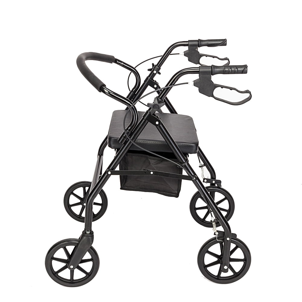 Folding Rollator Walker with Seats, Adjustable Height Walker with 8inch Wheels, Large Backrest