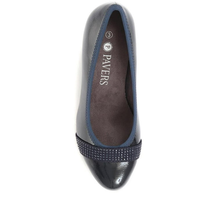 Pavers Ladies Blue Block Heeled Court Shoes Size 5 Walmart