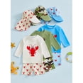thumbnail image 3 of BemeyourBBs Toddler Baby Boy Two Piece Swimsuit with Hat Infant Boy Bathing Suit Long Sleeve Rash Guard Swimwear Summer Beachwear Lobster Crab Deer Hunting Print Zipper Top Swimming Trunks Shorts Set, 3 of 9