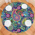 thumbnail image 3 of Fitted Round Tablecloth, Elastic Edge Design,Suitable for Round Tables Ranging from 44"-60",Round Outdoor Tablecloth,Paisley Style,Easy Clean & Stain Resistant, 3 of 4