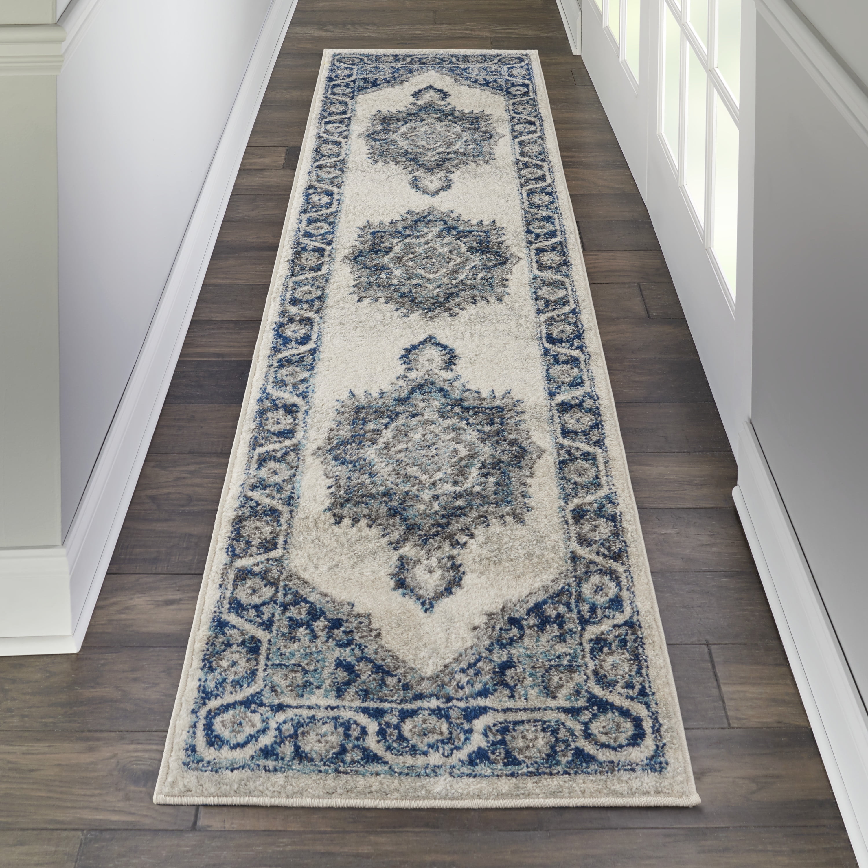 Nourison Persian Vintage Persian Center Medallion Ivory Blue Area Rug