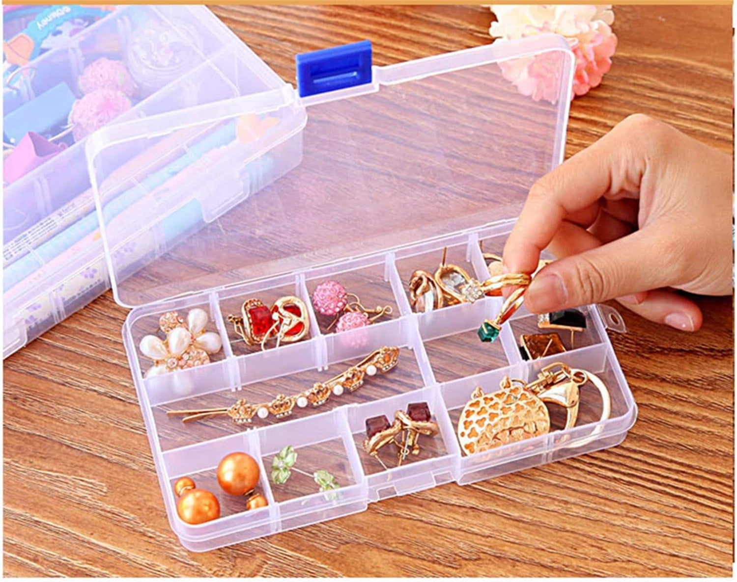 Opret Jewelry Organizer(4 Pack) SMALL Plastic Jewelry Box(15 grids