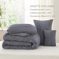 thumbnail image 5 of Queen Comforter Set - 4 Pieces Pinch Pleat Bed Set, Dark Grey Boho Bedding for All Season, 1 Soft Comforter, 2 Pillowcases, 1 Decorative Pillow, 5 of 7