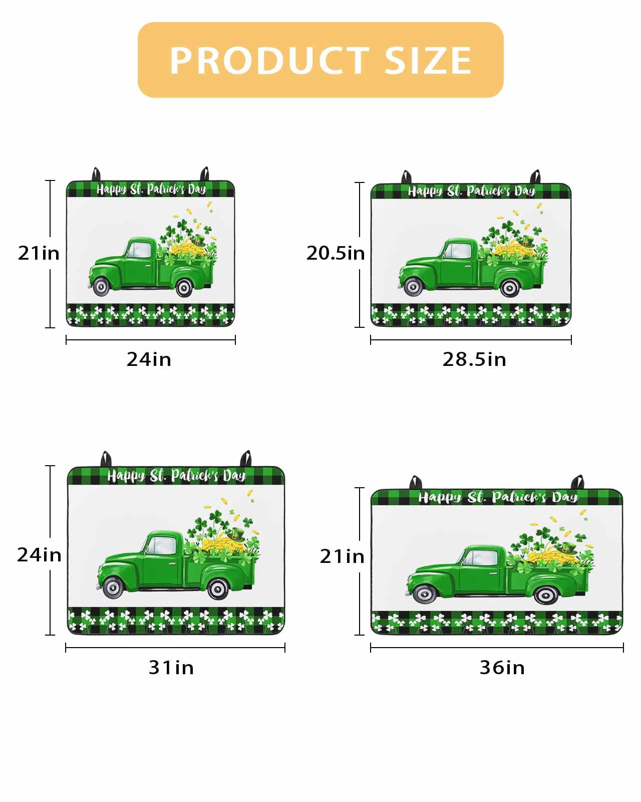 Large Induction Cooktop Protector Mat Saint Patrick's Day Stove Top Covers for Electric Stove, Spring Green Lucky Three Grass Truck Decorative Stove Burner Cover Mats, Glass Top Stove Cover