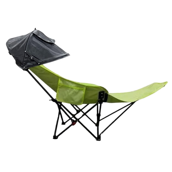 Silla plegable de camping con toldo y reposapiés desmontable. Silla mecedora portátil multiusos para exteriores. Sillas de playa para exteriores. Verde