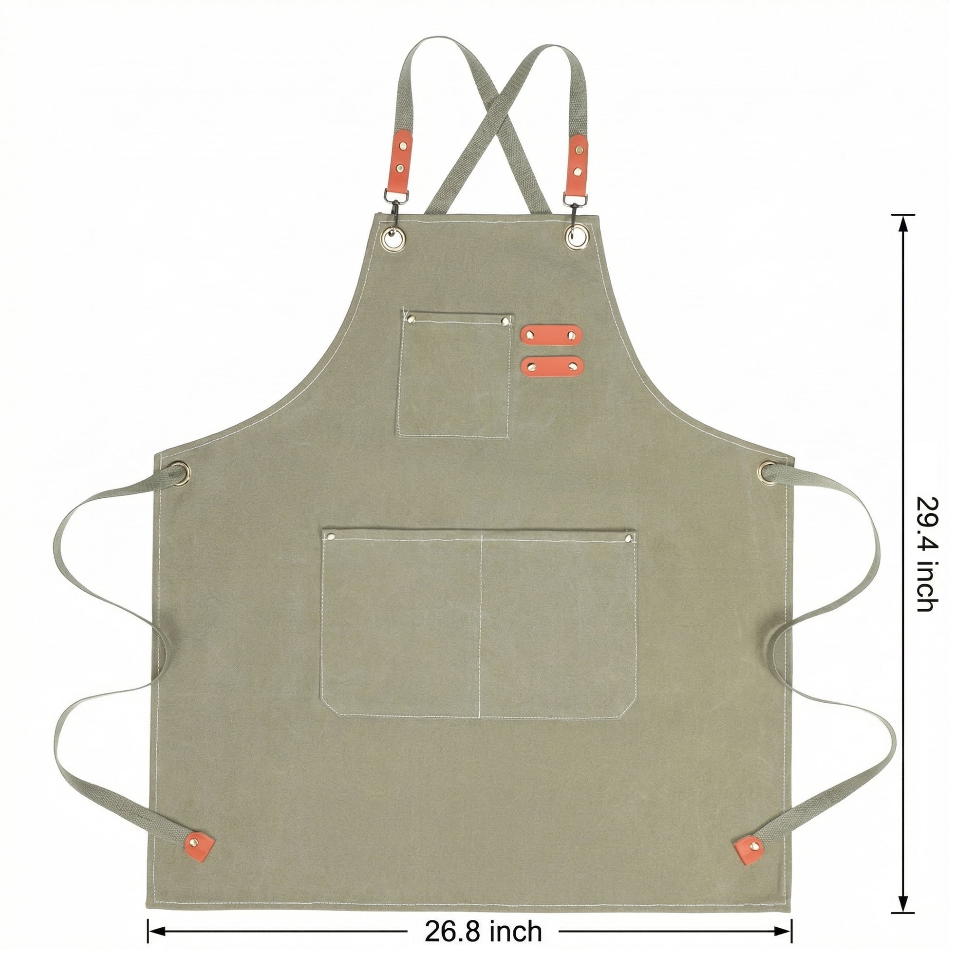 Unique Bargains Adjustable Long Waist Kitchen Apron with Pockets for People Gray-Green