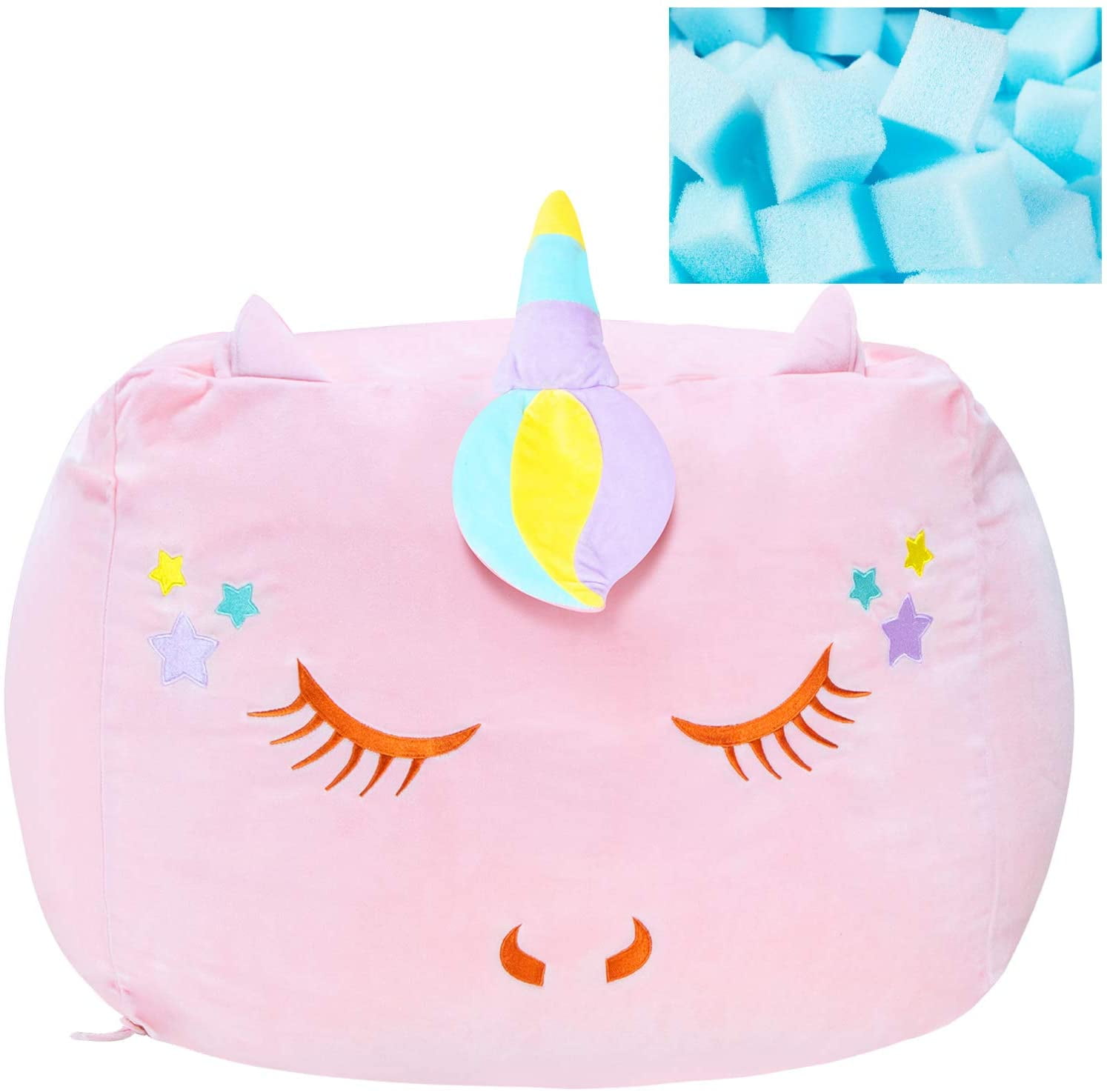 Unicorn Bean Bag Chair with Foam Filler Filling Extra Soft Velvet
