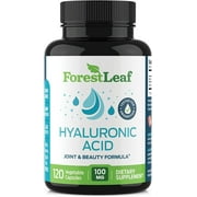 Forest Leaf Hyaluronic Acid Supplement for Joint Support and Anti Aging, 120 Vegetable Capsules
