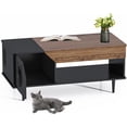 thumbnail image 1 of 45-Inch Cat Coffee Table with Hidden Litter Box Enclosure, Multi-Functional Living Room Table with Storage Drawer & Cat House, Rustic Wood Finish Side Table, 1 of 1