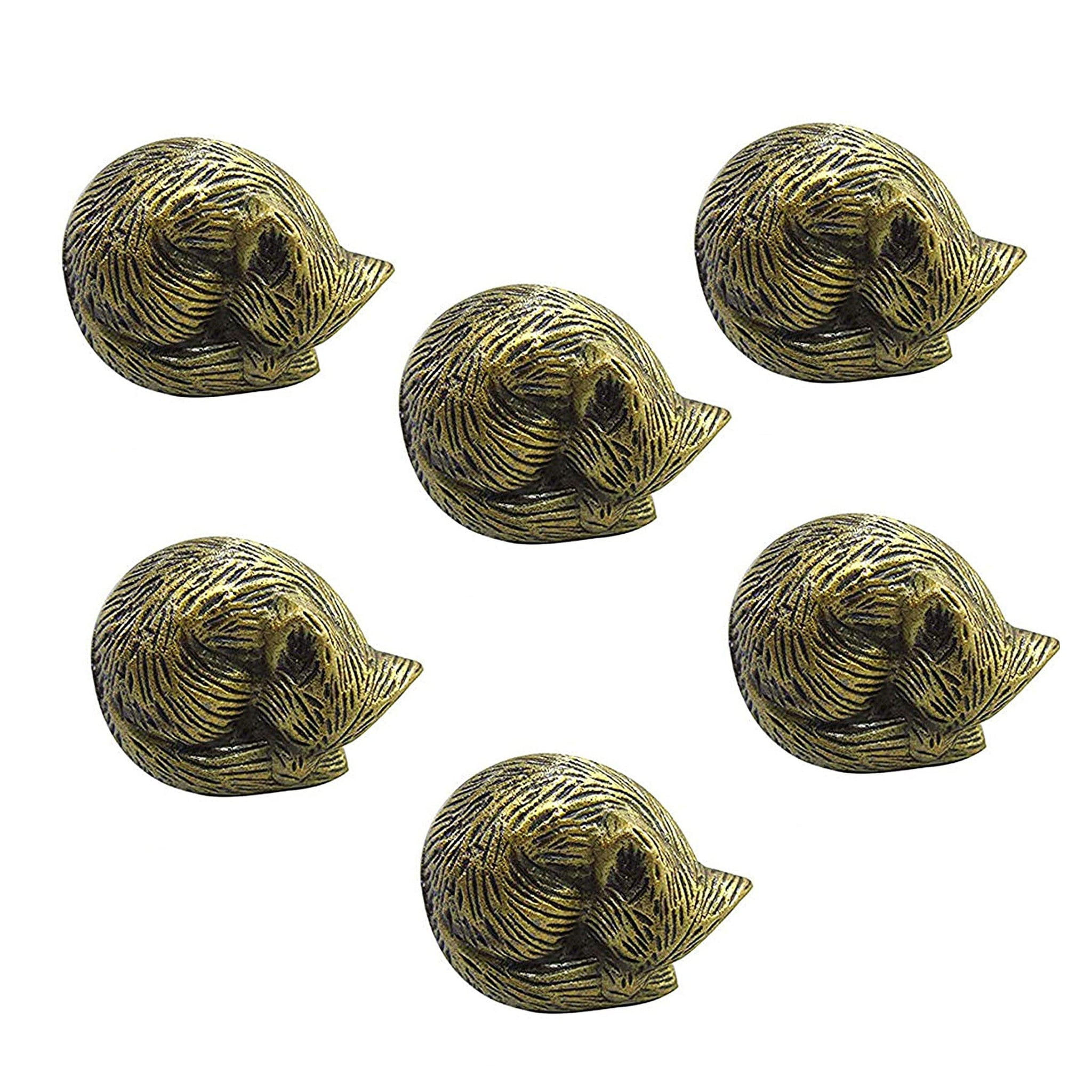 Set Of Six metal sleeping fox Knobs