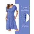 thumbnail image 4 of Hibeli Women Summer Casual Cut-out A-line Dresses Short Sleeves High Waist Knee Length Midi Dress with Pockets, 4 of 5