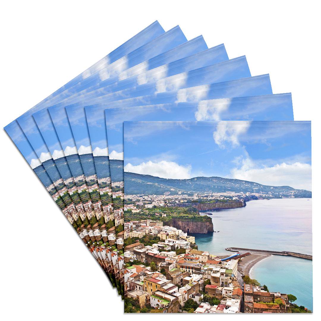 3drose, Italy, Tyrrhenian Sea, Sorrento, Gulf of Naples - Eu16 Mgl0088 - Miva Stock, Set of 8 Ceramic Tile Coasters