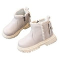 thumbnail image 4 of Gvdentm Dress Boots Girls Girls Snow Boots Warm Lined Winter Boots with Non-Slip Sole Waterproof Cute Lightweight Ankle Bootie Youth Snow Boots Boys(Beige,9.5), 4 of 6
