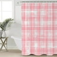 thumbnail image 4 of Waterproof Shower Curtain, Pink Checkered Polyester Fabric Bathroom Curtains with 12 Hooks, 36" W x 72" H, Vintage Watercolor Pink Plaid Quick-Drying Bathtub Curtain, 4 of 6