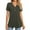 Army Green, variant on Otvok Short Sleeve T-Shirts for Women's Casual Solid V Neck Button Tunic Basic Summer Tops Shirt
