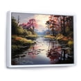thumbnail image 2 of Designart "Serenitys Reflection Green Canal art painting" Landscapes Floater Framed Wall Art Living Room, 2 of 7