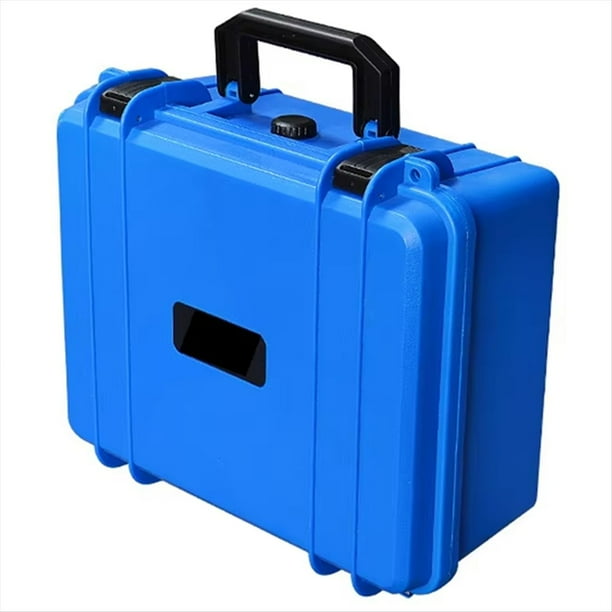 Maleta Portátil de Plástico Rígido y Grueso, Caja de Herramientas para Equipos, Caja de Instrumentos de Gran Capacidad con Esponja Azul.