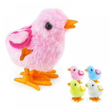 Easter Wind Up Chick Toys, Wind-Up Jumping Cute Chicken Plush Chicks Toys for Kids Party Favors, Easter Basket Stuffers (1 PC, Random Colors)