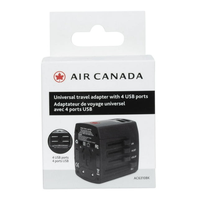 Adaptateur de Voyage Universel Avec 4 Ports USB par L'Air Canada