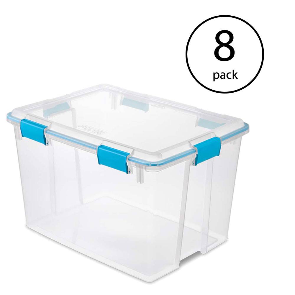 Sterilite 80 Quart Plastic Home Storage Gasket Box Container, Clear (8