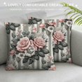 thumbnail image 3 of JEUXUS Short Plush Pink Gray Floral Flower Rose Super Soft Pillowcase White, 3 of 5