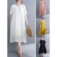 thumbnail image 3 of Vestido suelto de mujer con bolsillos Medias mangas Vestido de playa de vacaciones Irfora Vestido, 3 of 7