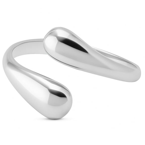 Teardrop Wrap Ring for Women 14kt Gold Plated Stainless Steel Adjustable Casual Fashion Ring - Silver-Tone