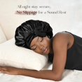 thumbnail image 2 of Satin Hat Silk Hat For Sleep Double Layered Satin Lined Hair Cap With Ribbon Bonnet For Women Natural Curly Hair Black, 2 of 4