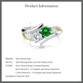 thumbnail image 5 of Gem Stone King 1.36 Ct Green Created Emerald 925 Silver and 10K Yellow Gold Lab Grown Diamond Two Stone Crossover Ring (Size 9), 5 of 5