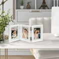Afuly 5x7 Tri Foldable Photo Frame, Dual Standing, 3 Opening, White