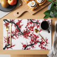 thumbnail image 2 of Red Flower Placemats Set of 12, Spring Floral Branch Water Ink Painting Plant Non-Slip Place Mats Washable Table Mats for Kitchen Dining Table Decorations Indoor/Outdoor, 2 of 9