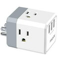 thumbnail image 1 of Cargador de pared POWSAV con 3 tomas y divisor USB de 3 vías, 1 of 7