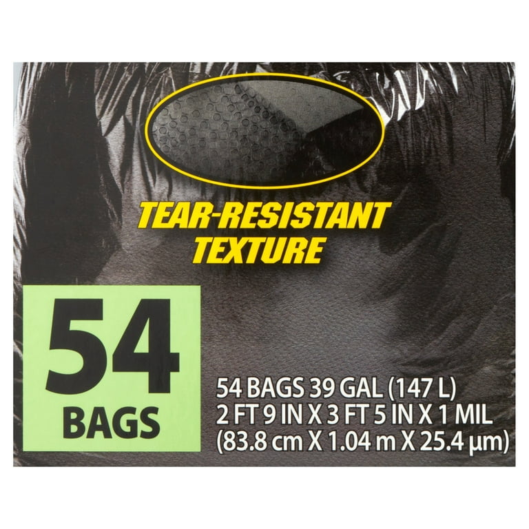 Husky Drawstring Black Yard Bag, 39 Gallon, 54 Count 