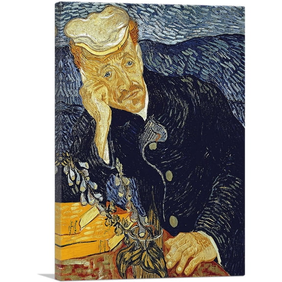 ARTCANVAS Portrait of Dr Gachet 1890 Canvas Art Print by Vincent Van Gogh - Size: 26" x 18" (0.75" Deep)
