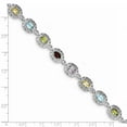 thumbnail image 4 of Primal Silver Sterling Silver Rhodium-plated 6.5 Inch Multi-colored Gemstone Bracelet, 4 of 5