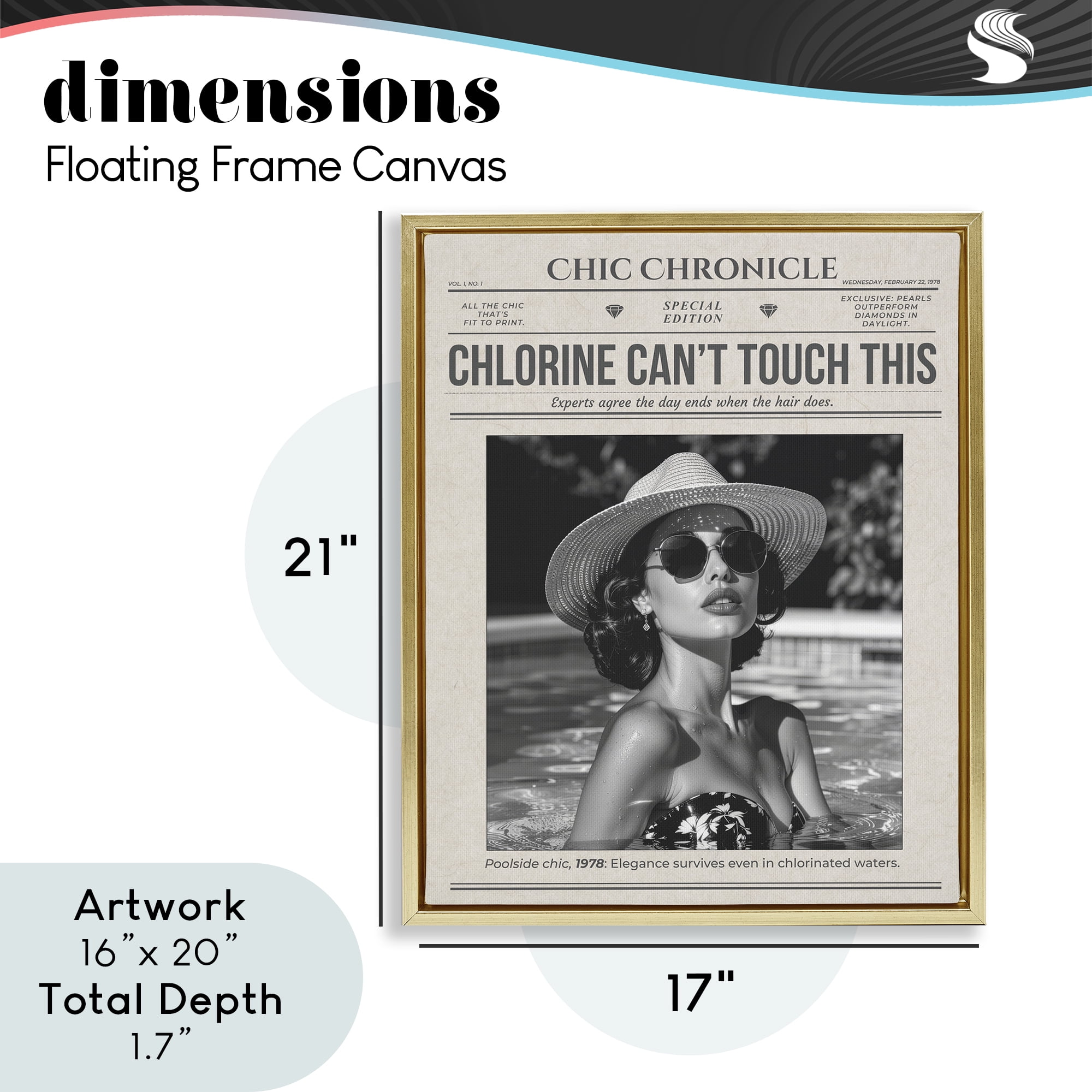 Chic Chronical Vintage Magazine Gold Framed Floater Canvas Wall Art, design by A Barefoot Stylist