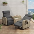 thumbnail image 2 of Outdoor Recliner Chair - Adjustable Backrest & Footrest, 150° Lay Flat, Rattan Patio Recliner with Air Pump, Flip-Up Table & Removable Cushion for Comfort, 2 of 7