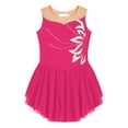 thumbnail image 3 of YEAHDOR Girls Sleeveless Ice Skating Dress Hollow Back Rhinestone Gymnastics Leotard Dress Hot Pink 16, 3 of 5