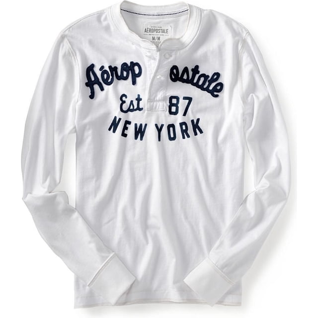 Aeropostale Mens Est 1987 Henley Shirt, Blanco, XX-Large Aeropostale henley