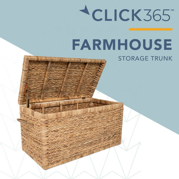 Click365 Storage Trunk Farmhouse Style Large Deep Woven Natural Wicker Chest