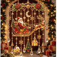 thumbnail image 6 of Santa Moon Sleigh Christmas Hanging Suncatcher, Stained Glass Style Window Hanging Ornament with Crystal Bell for Holiday Home Decor, 6 of 6