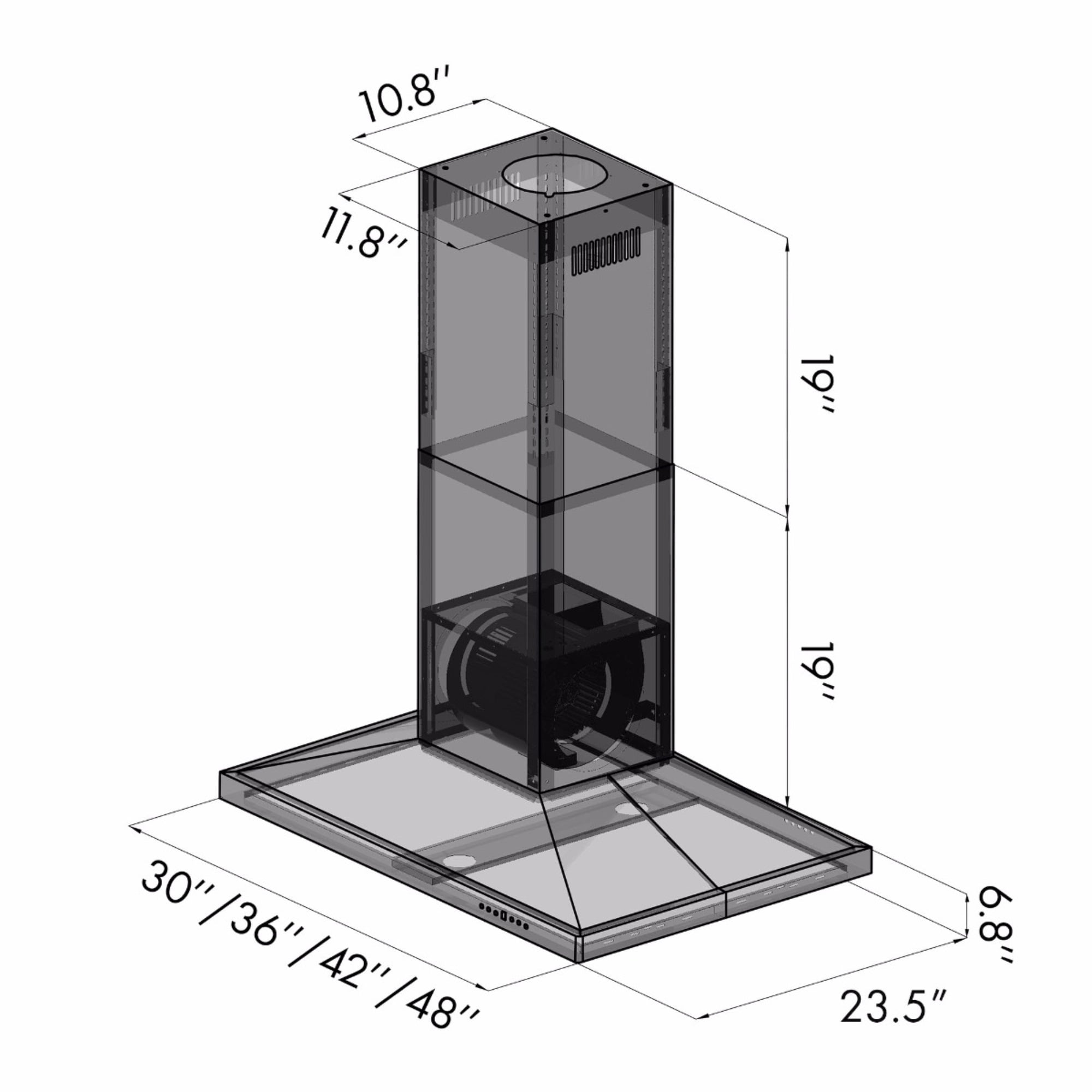 ZLINE 42 in. Island Mount Range Hood in Stainless Steel (GL2i-42)