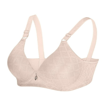 Yyeselk Push Up Bras for Women Comfort Wireless Adjustable Strap Bra Breathable Full Coverage Bras No Underwire Bra Daily Bra for Elderly Khaki XL