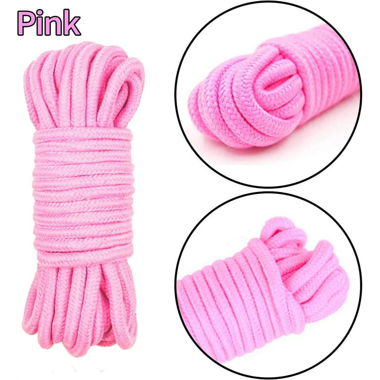Casewin Soft Cotton Rope Binding Rope All Purpose Thick Cotton Twisted Knot Tying Rope, 8mm Diameter, 10M Long,4PCS Pink&Purple, Size: 394*0.31