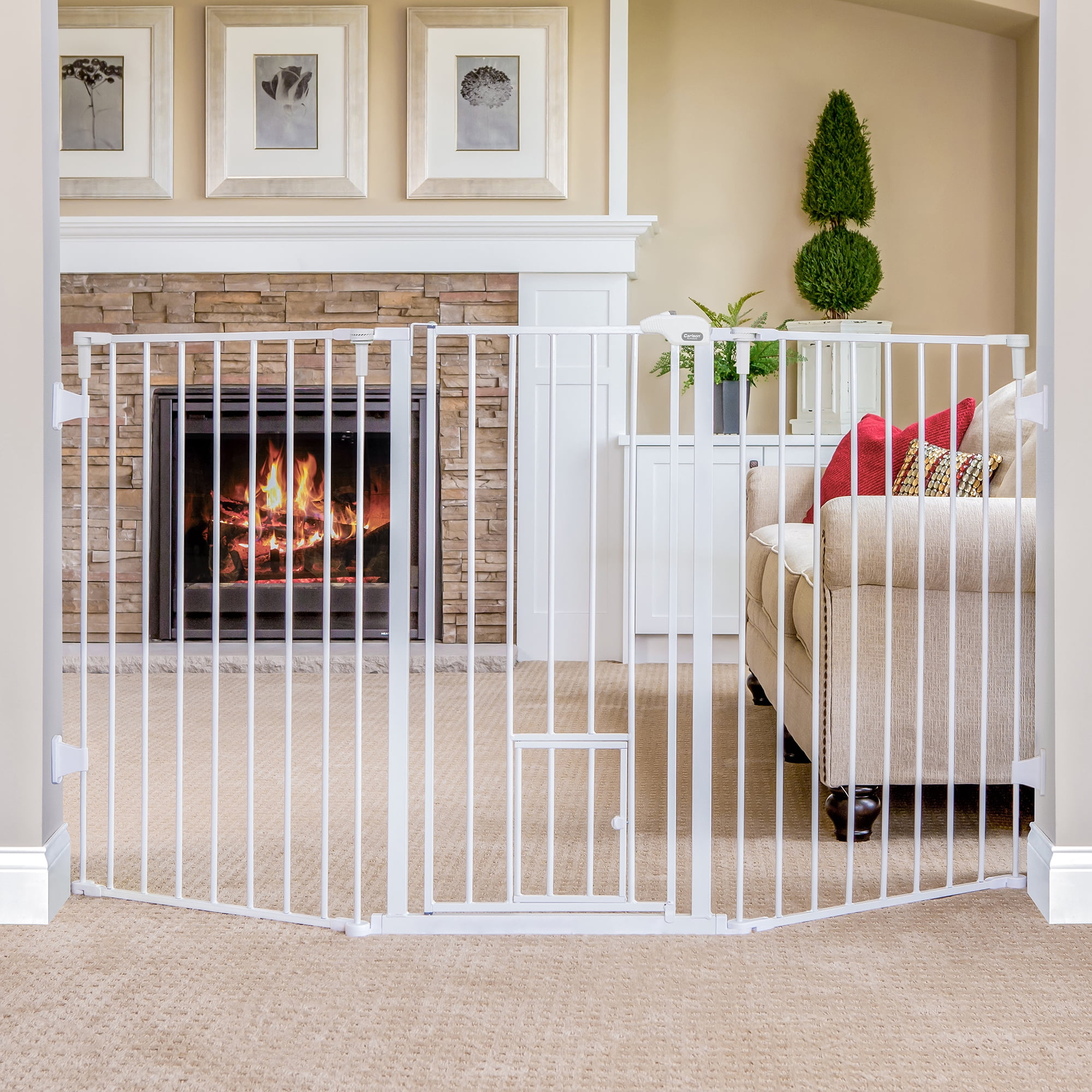 Carlson Extra-Tall Flexi Pet Gate, 38" H x 50" - 76" W, White