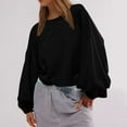 thumbnail image 4 of hxobax Womens Fall Oversized Sweatshirts Teen Girls Drop Shoulder Lantern Sleeve Crop Pullover Tops, 4 of 8