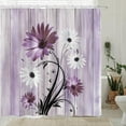 thumbnail image 3 of Rustic Boho Purple Floral Shower Curtain, Purple White Daisy Flowers Country Wooden Farmhouse Shower Curtain for Bathroom, Aesthetic Botanical Decorative Shower Curtain with 12 Hooks 72×72, 3 of 6