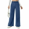 thumbnail image 2 of WTOBBY Women's Wide Leg Stretch Jeans, Mid Rise Elastic Waist Baggy Denim Pants with Pockets for a Casual Trendy Look, Comfortable Loose Fit Trousers,Royal Blue M, 2 of 6